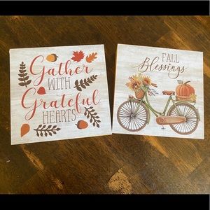 NWT Farmhouse fall standing block signs set of 2